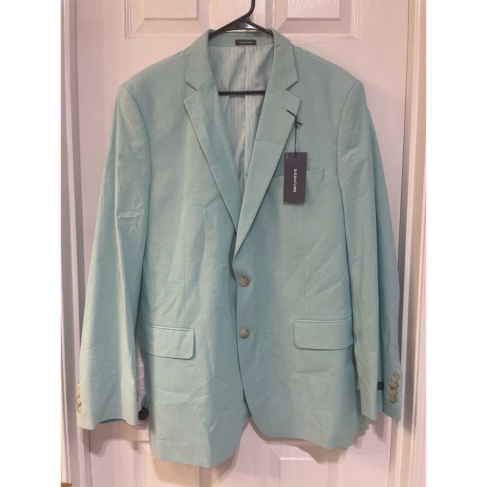 stafford 46r Cotton Blazer Seafoam Green Signature Classic Fit 93324 Mens Coat